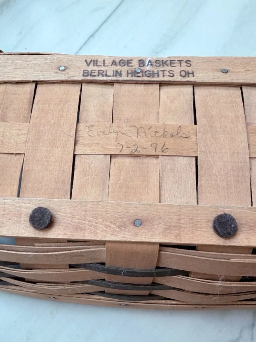 1996 Village Baskets Signed Bread / Letter Tray Basket - Berlin Heights OH